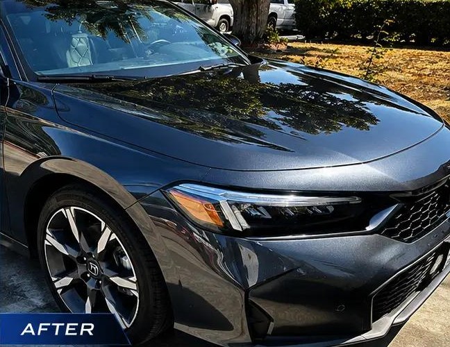 Front of a dark Honda — after